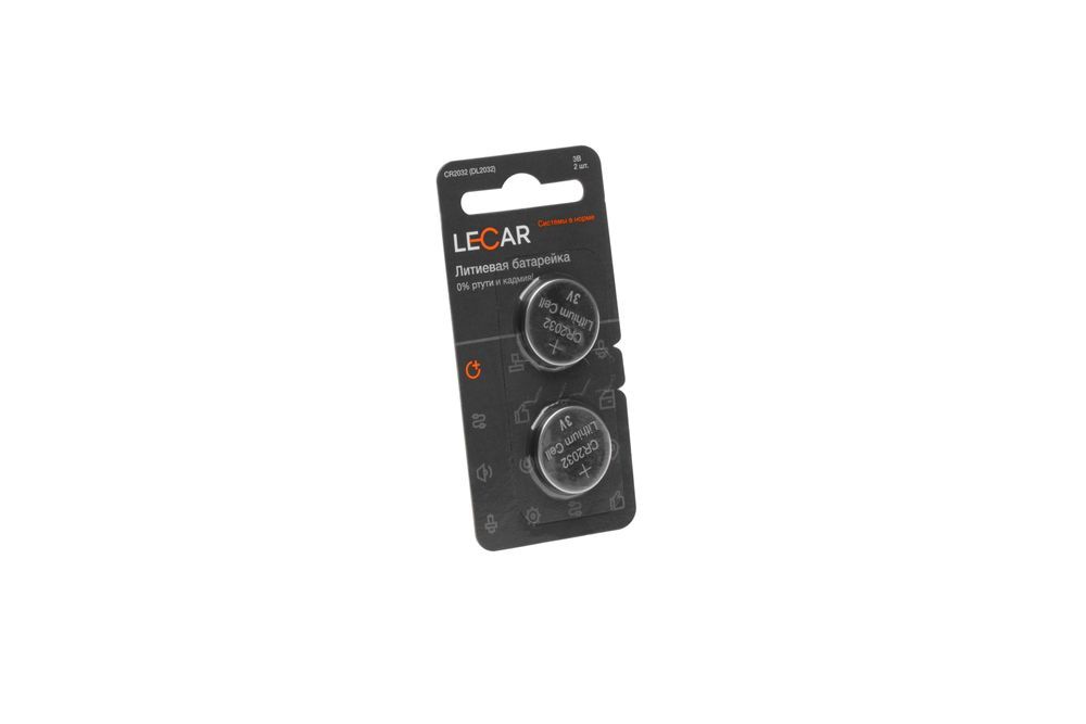 Литиевые дисковые батарейки LECAR CR2032 (2 шт. в блистере)